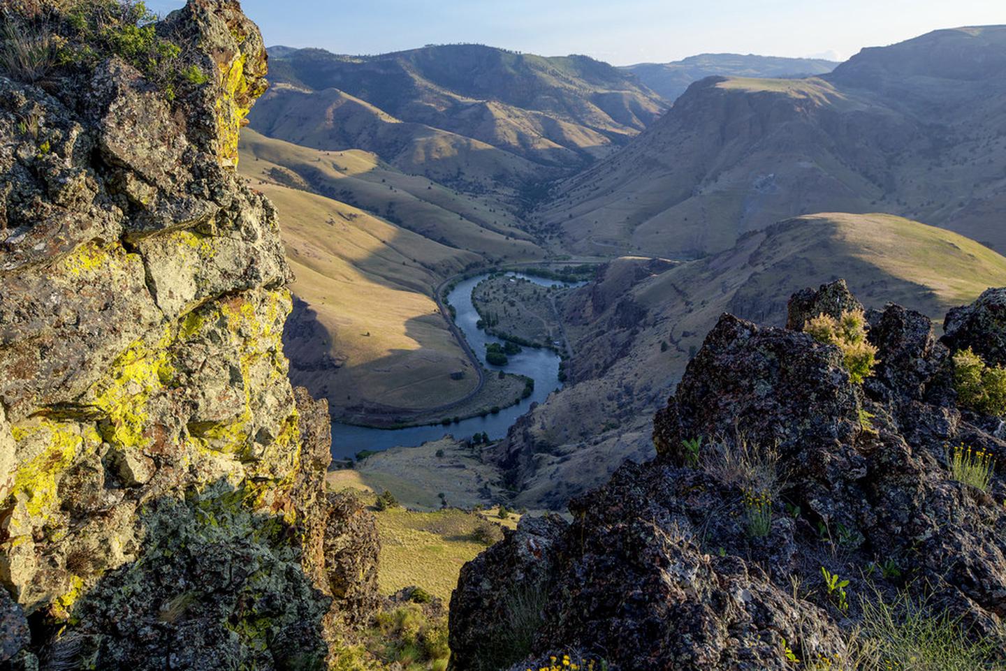 View looking down into Deschutes River canyon.