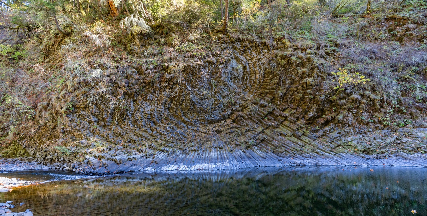 Columnar basalt rosette on the Molalla River