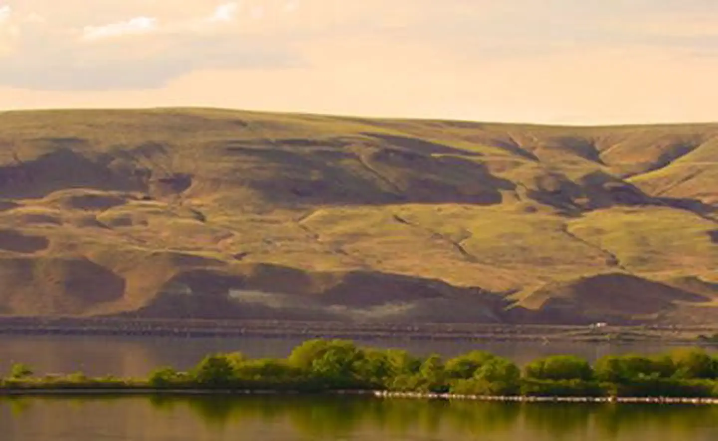 Lake with hills in the background
